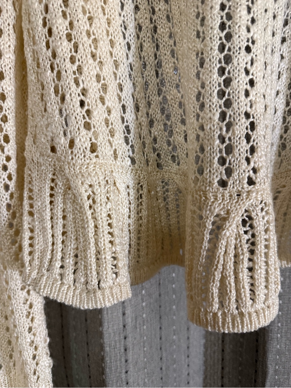 Lauren Conrad Cream Open Knit Crochet Cardigan Sweater Size L - Picture 4 of 6